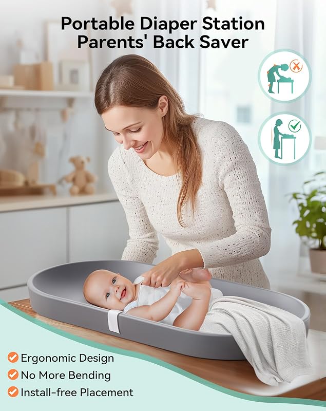 COMOMY Puha PU Pelenkázó Alátét, Vízálló, Mosható, Biztonsági Övvel