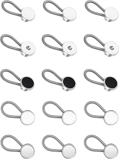 Tornito 12-15 Pcs Collar Extenders for Mens Shirts, Elastic Neck Button Extenders for Suits Coat, Black White Silver Tone