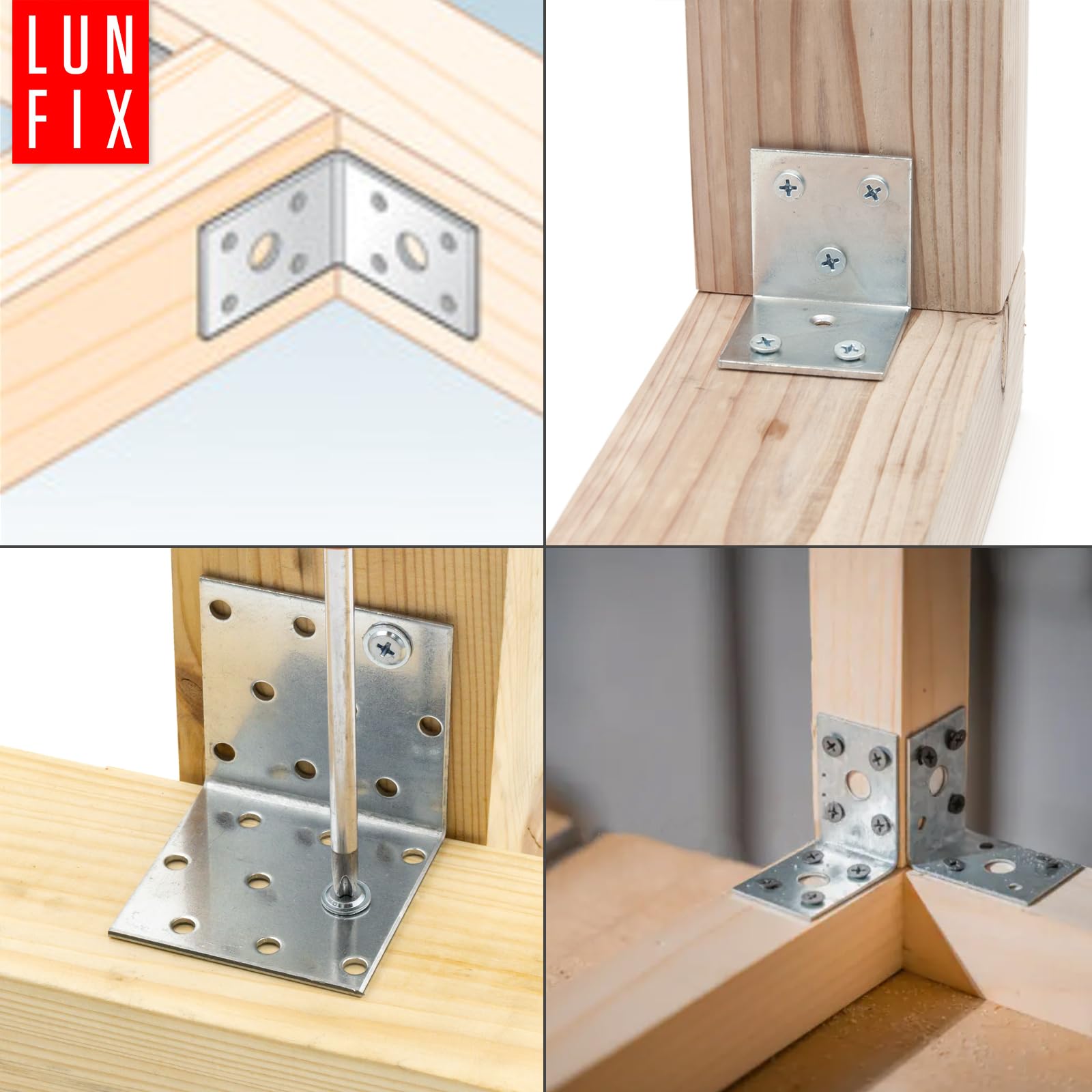 Set di 50 connettori angolari 50 x 50 x 40 mm – angolo piastra forata zincato 2 mm spessore materiale pesante connettori in legno per mobili e costruzioni