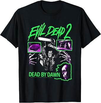 Evil Dead 2 Dead By Dawn Neon Collage Horror Movie T-Shirt