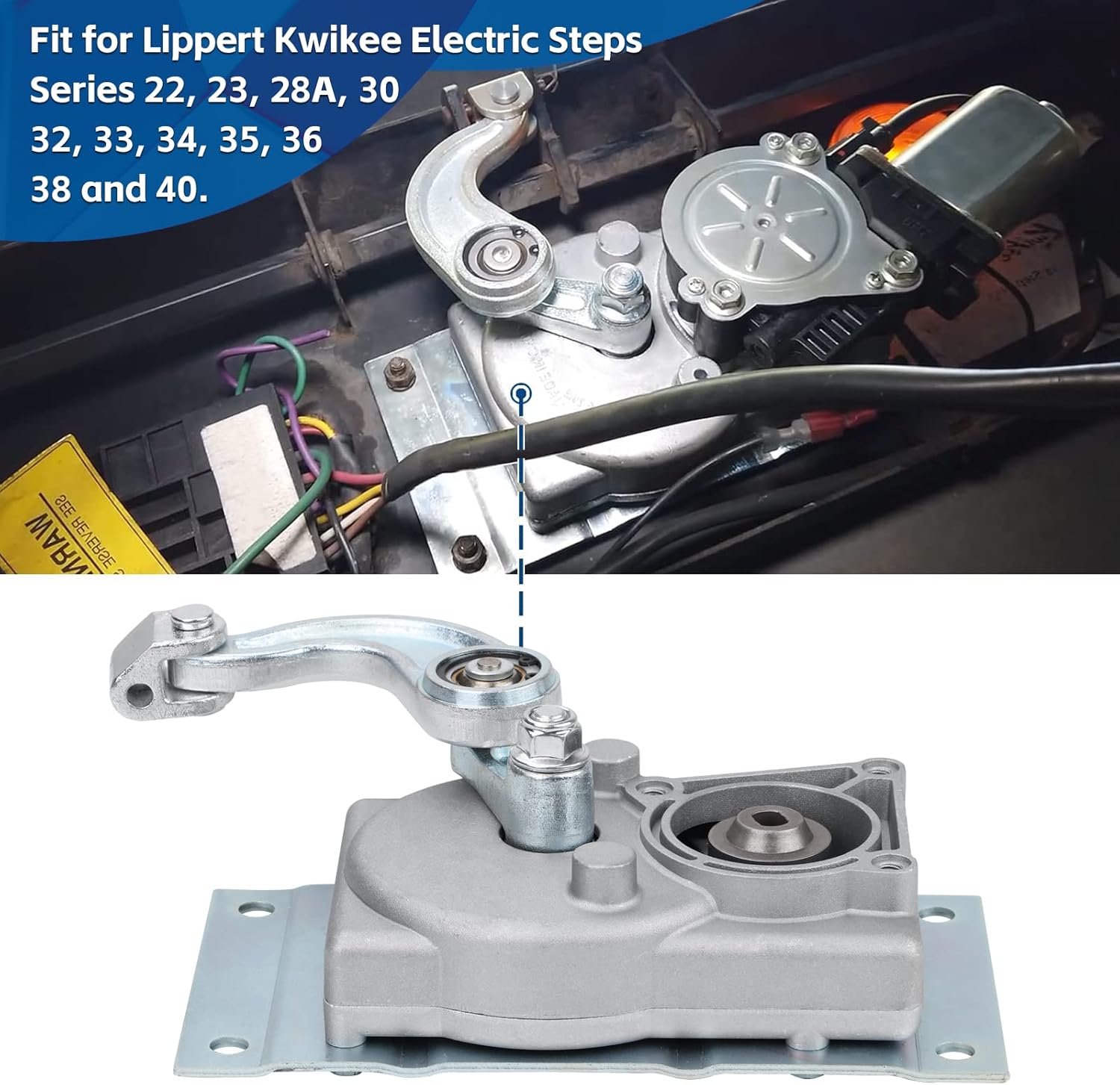 379160 RV Gear Box Linkage with A Compatible with Kwikee Electric Steps(for 22,23,28A,30,32,33,34,35,36,38 and 40 Series Steps).