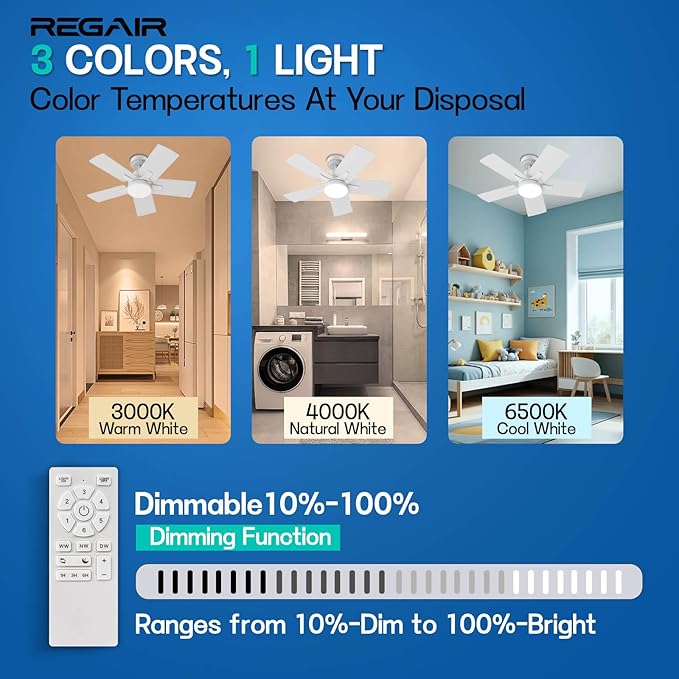 Ventilador de Techo 32 Pulgadas con Luz, Control Remoto y Mo miniatura 3