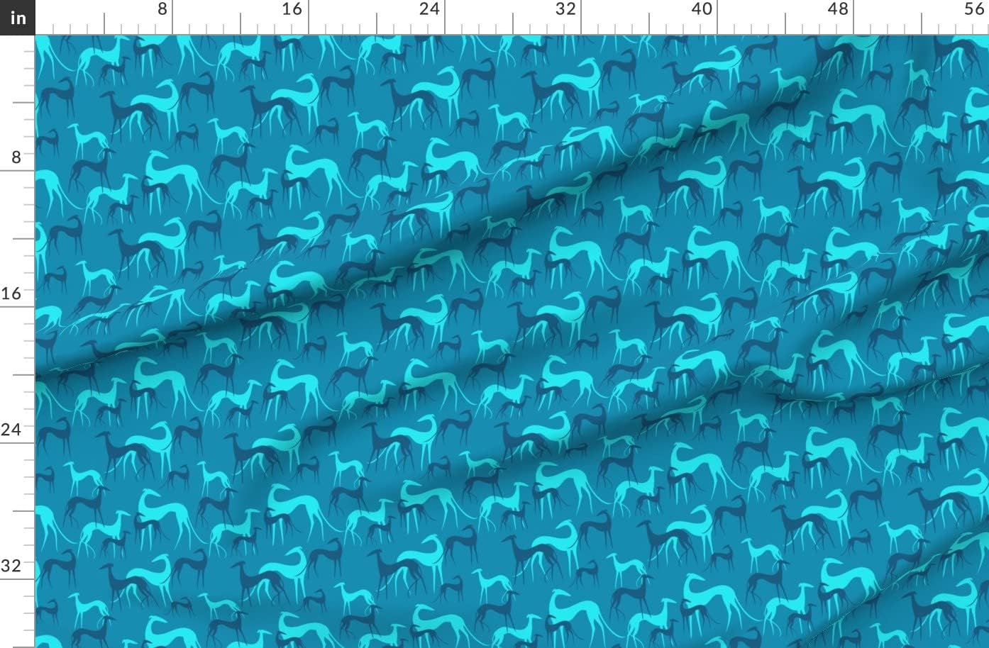 Spoonflower Fabric - Sighthounds Ocean Greyhound Dogs Hound Animal Whippet Printed on Organic Cotton Sateen Fabric by The Yard - Sewing Quilting Apparel Home Decor