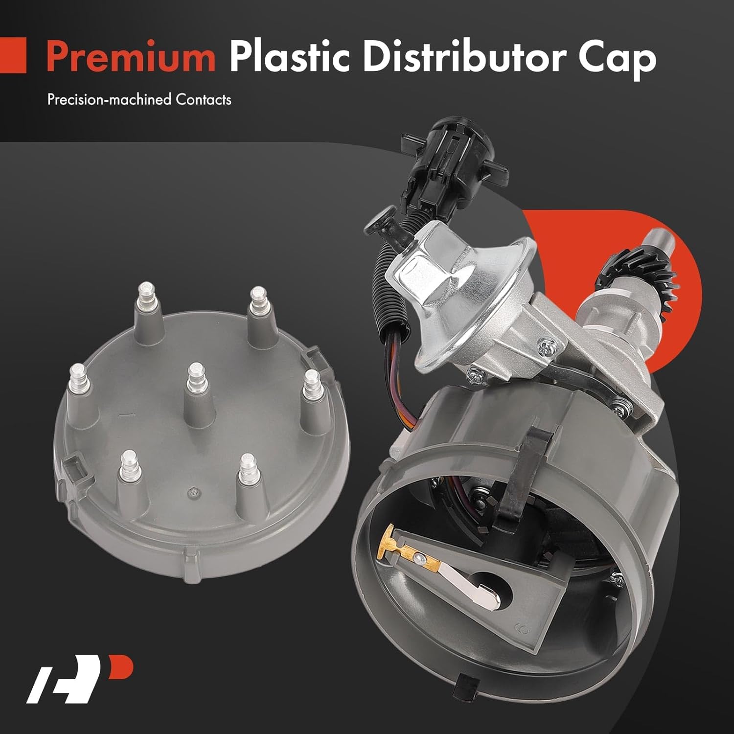 A-Premium Ignition Distributor with Cap and Rotor Compatible with F-100, F-150, F-250, F-350, E-100/E-150/E-200/E-250/E-300/E-350 Econoline, E-100/E-150/E-250/E-350 Econoline Club Wagon, Bronco, P-400