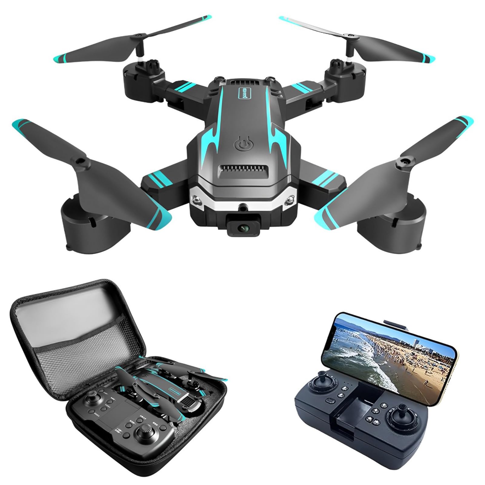 Dual Camera Unmanned Aerial Vehicle 1080p HD FPV Camera Drones, Folding Aerial Drone Wifi Remote Control Image Transmission HD Aerial Photography Aircraft Remote Control Gift?Blue?