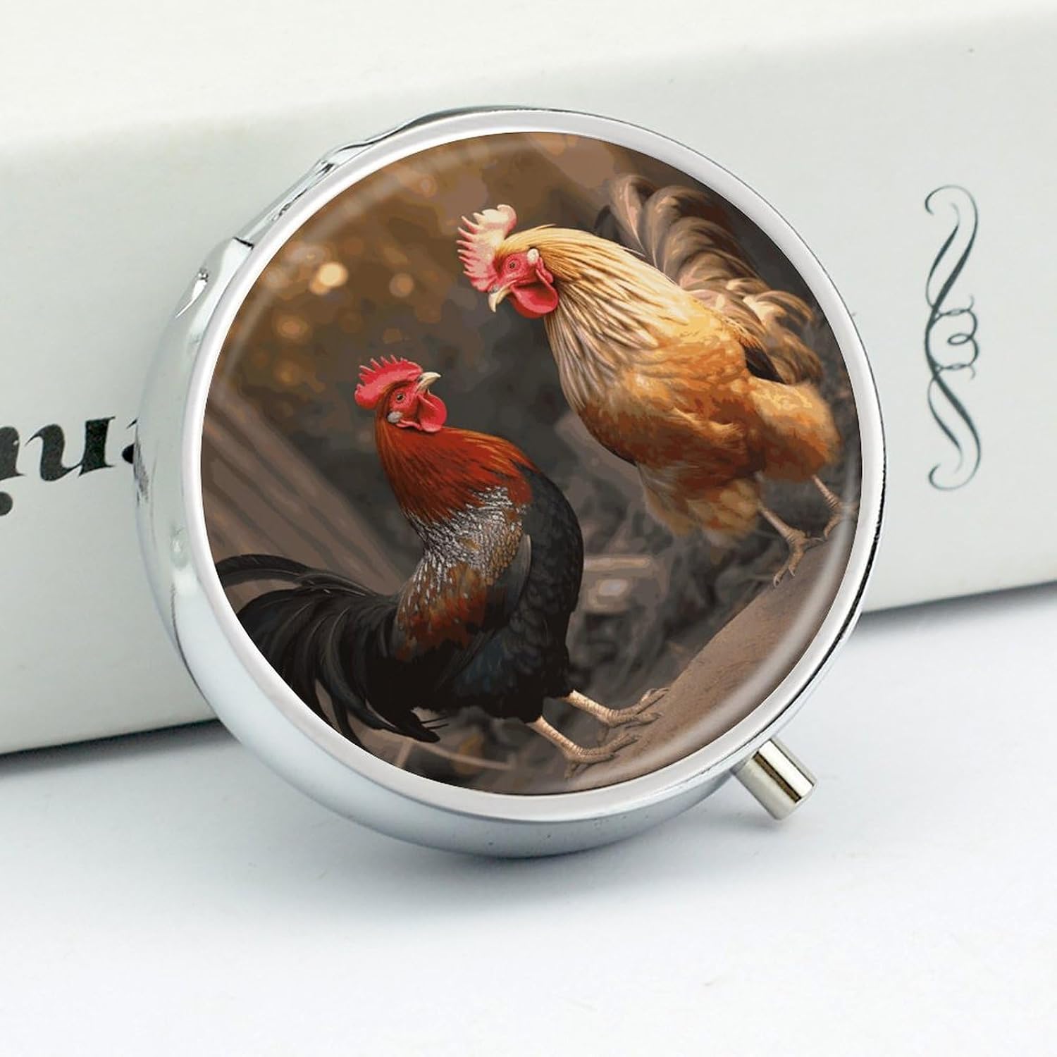 Round Pill Box, 3 Compartment Small Pill Case for Pocket Purse image 4