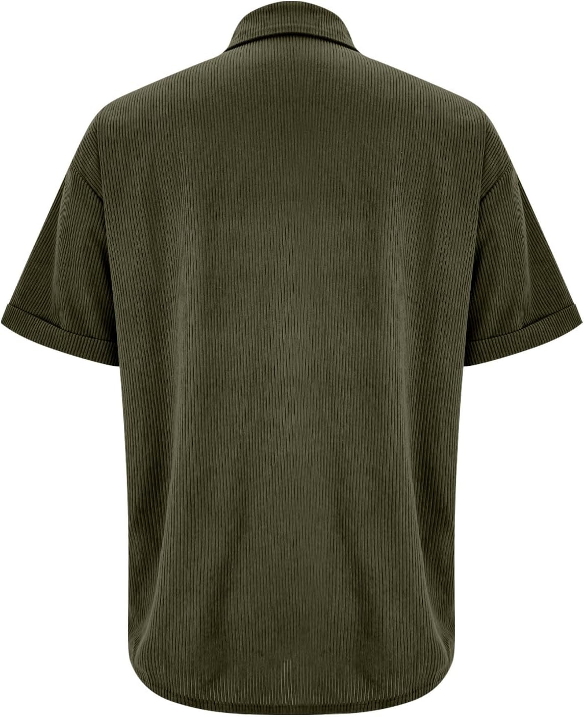 Sinzelimin Women's Corduroy Shirts Fashion Solid Button Down Lapel Short Sleeves Dressy Casual Shirt Loose Comfy Blouse Tops - Image 5