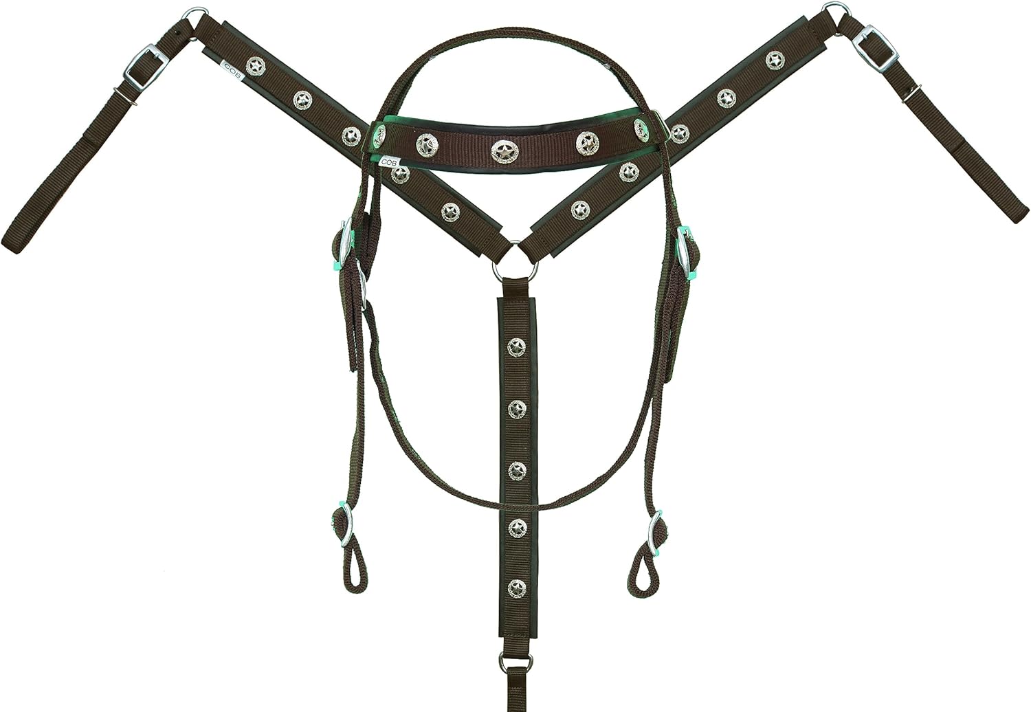 Premium Synthetic Horse Tack Set with Headstall Breast Collar and Reins - Full and Cob - Multiple Color Equine Tack Set