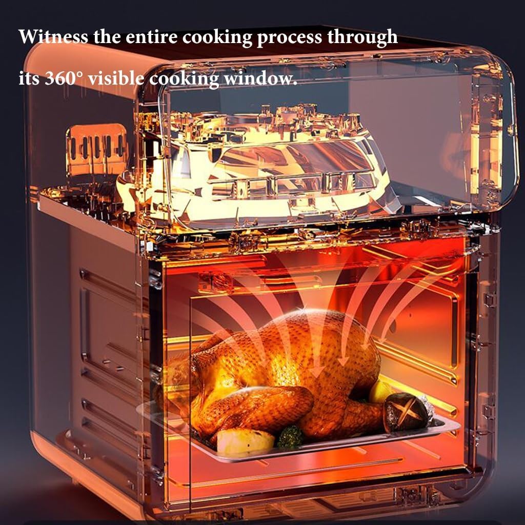 Air Fryer Oven Combo with Rotisserie, Electric Hot Air Fryers, Convection Oven, 10 Touch Screen Presets Fry, Roast, Dehydrate, Bake, 10L Family Size, Large Easy-View Window (Color : /Gray, Size : 11