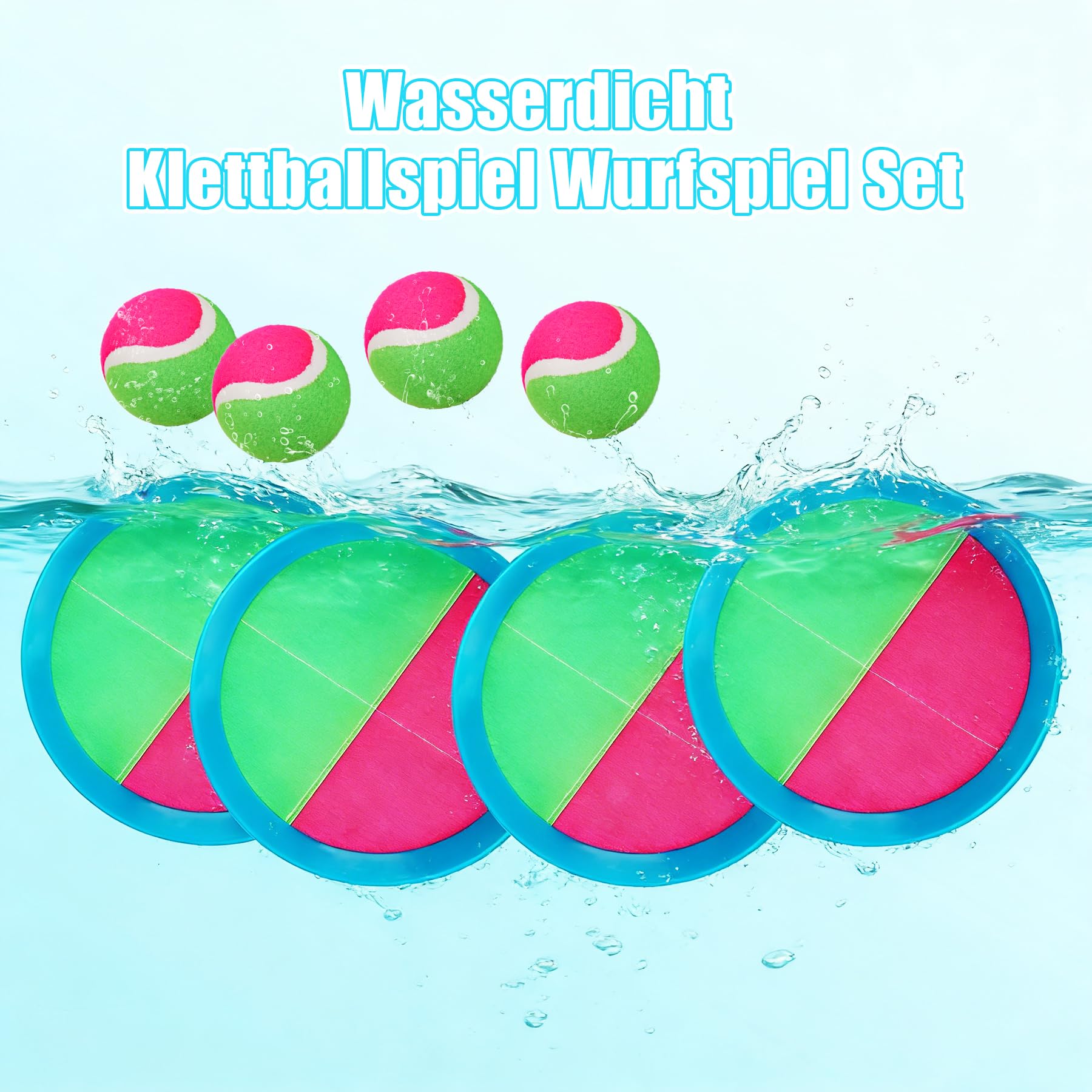 INPODAK Klettballspiel Wasserdicht Wurf Fangspiel Set Klettball Strandspielzeug Wurfspiel Kinder Erwachsene Garten Draußen Strand Spiele mit Aufbewahrungstasche Kinder Geschenke ab 3 Jahre