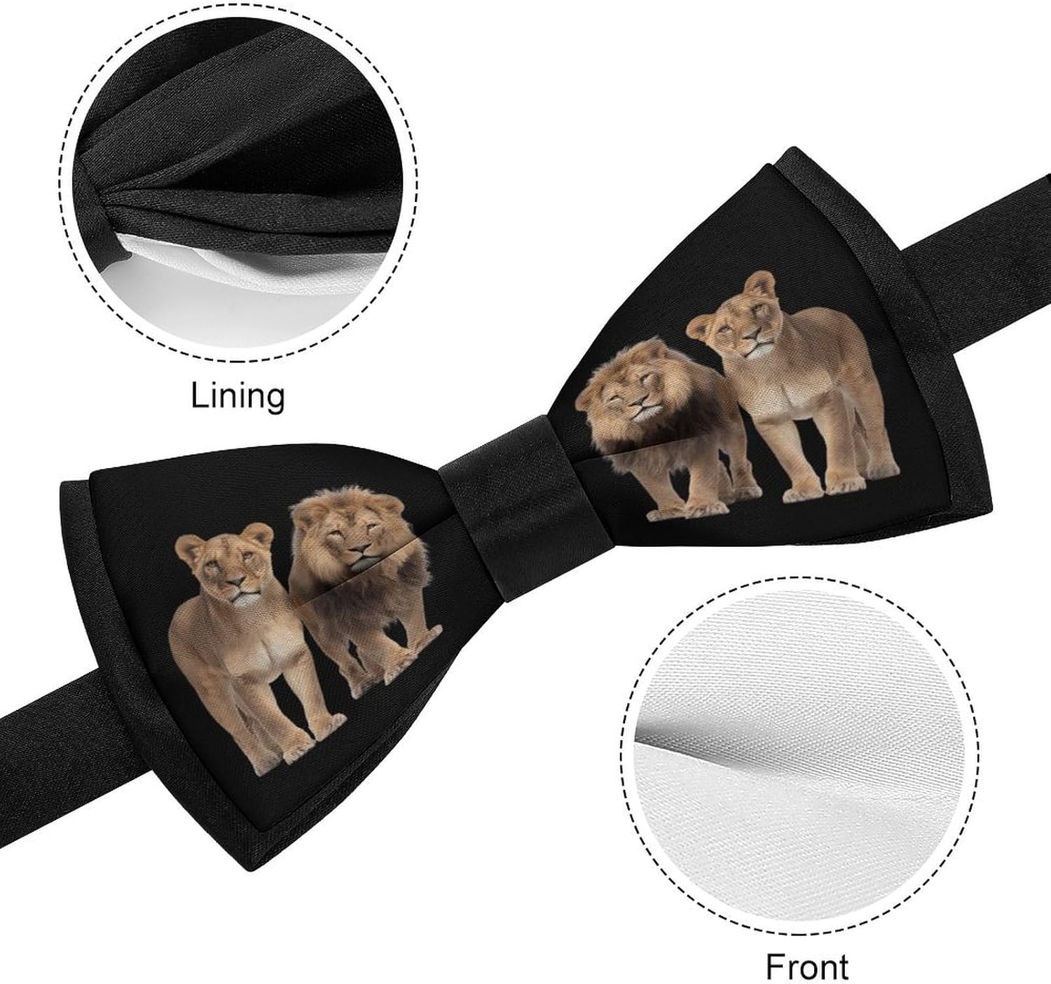 Female And Male Lion Novelty Men's Bow Tie Pre-tied Adjustable Bowtie Accessories for Wedding Party