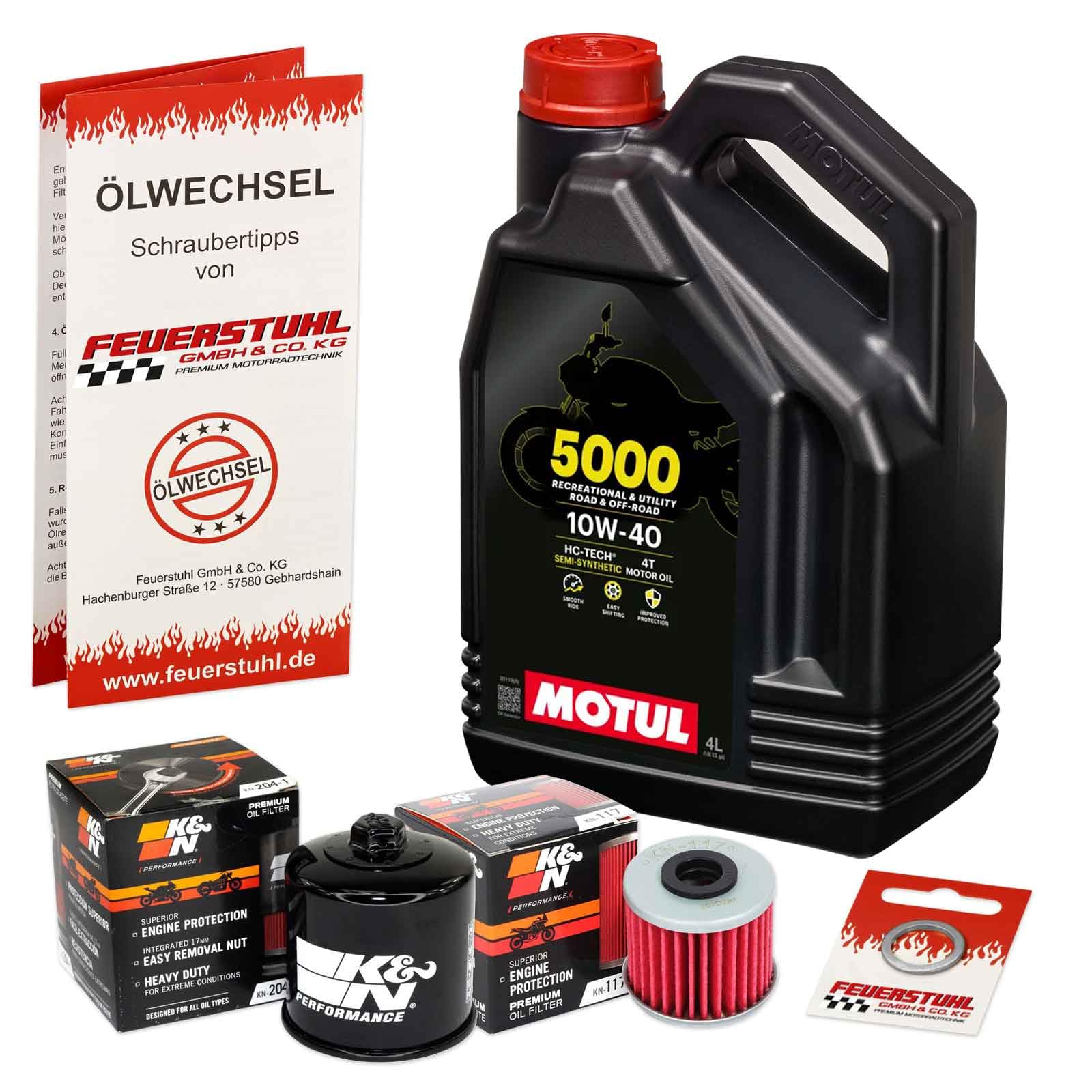 Öl & Ölfilter für Honda VFR 1200 F DCT, 2010-2016 (SC63), Ölwechsel Set 10W-40 Motoröl + K&N RACING Filter + Dichtring(e)