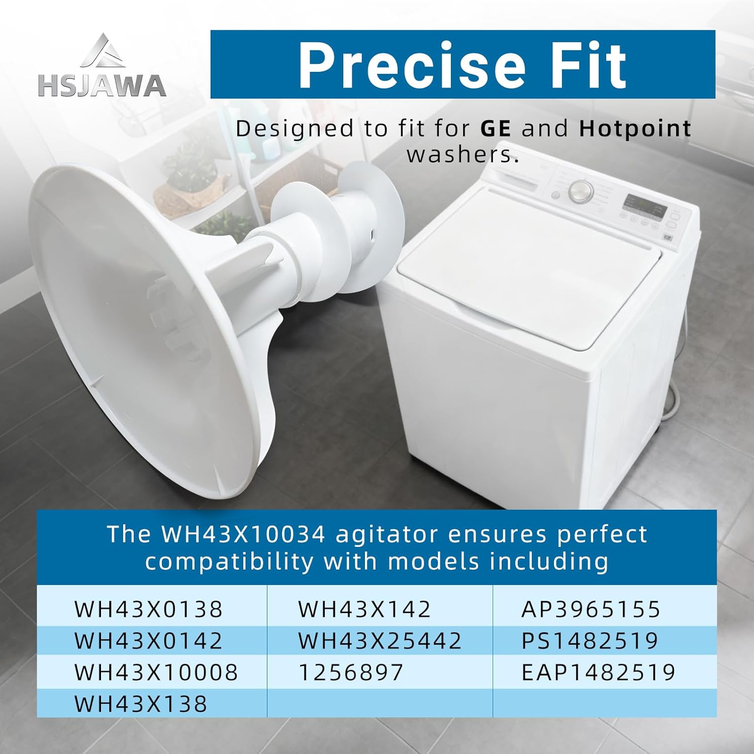 WH43X10034 Agitator Assembly WH43X0138 Washer Agitator Assembly Fits for GE Hotpoint Replaces WH43X0142 WH43X10008 WH43X138 WH43X142 WH43X25442 1256897 AP3965155 PS1482519 EAP1482519