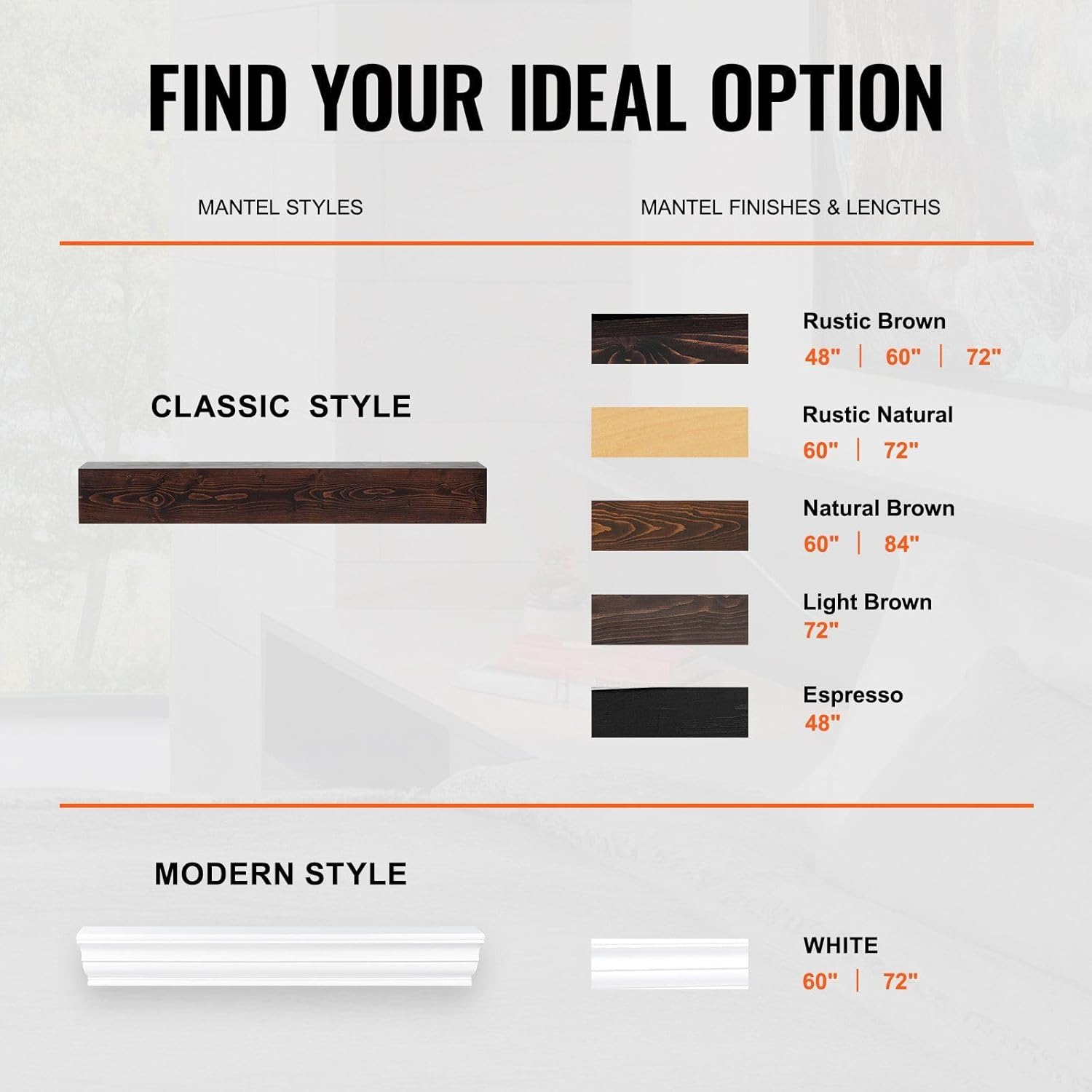 Fireplace Mantel Wood Shelf Floating Rustic Fireplace Mantel 60" Brown