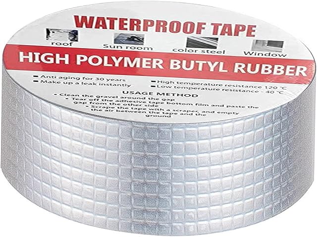Winfred Butyl Seal Putty Tape Aluminum Coating Flashing Permanent Waterproof Leak Repair Tape for Boat Pipe RV Awning Roof Gutter Hole Window Patch and Sealing