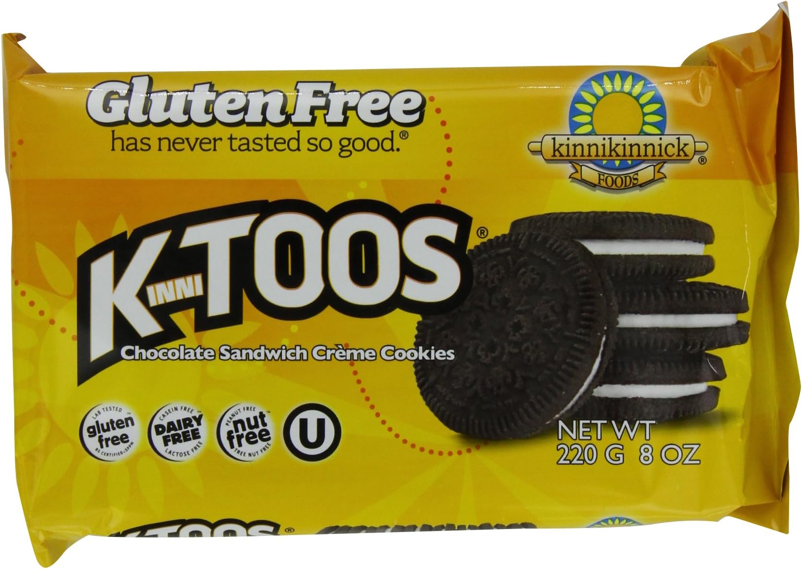KinniToos Gluten Free Cookies, Chocolate Sandwich Creme, 8 Ounce (Pack of 6)
