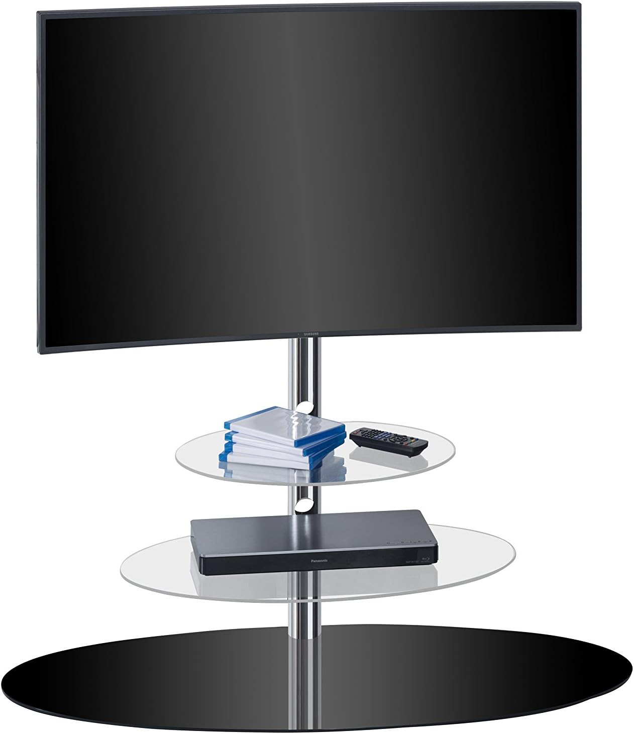 MAJA Möbel TVRack, Glas, Metall Chrom Schwarzglas, 110,00 x 47,30 x