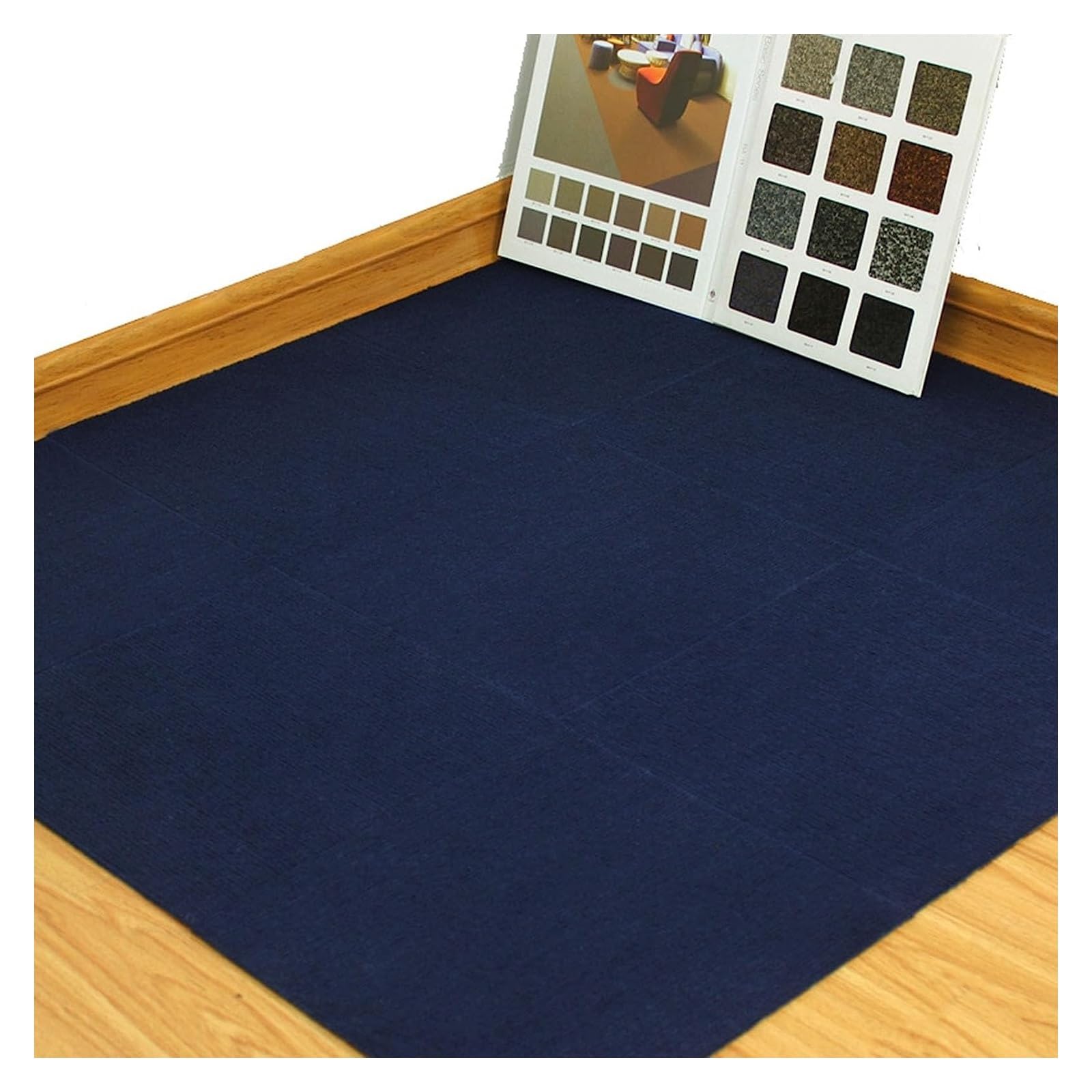 Losetas de alfombra autoadhesivas cuadradas azul oscuro para suelo de oficina y hogar