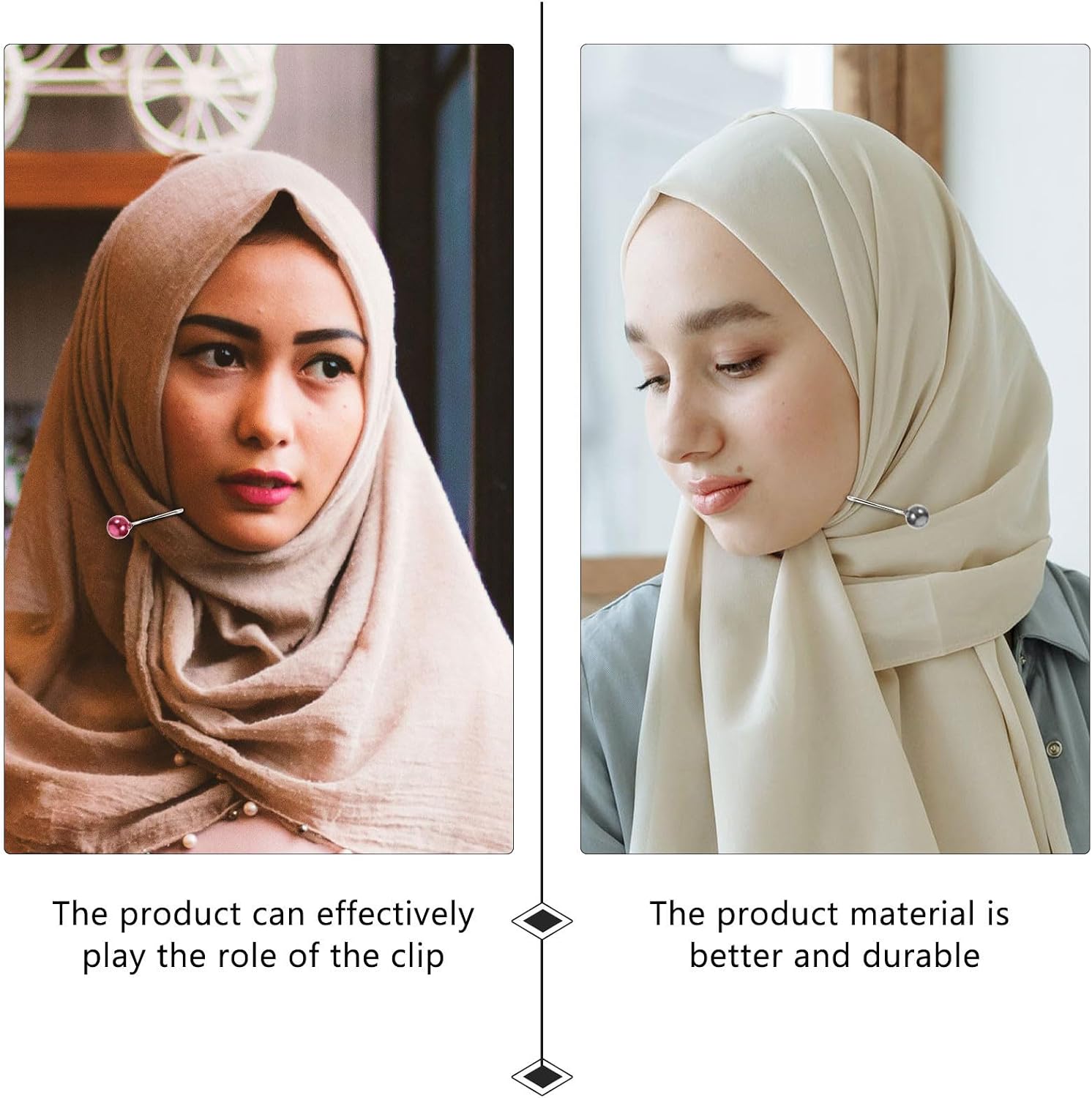 24pcs Pearl U Shaped Scarf Clip Brooch for Muslim Women Steel Wire image 3