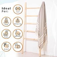 Vista 5 de Toalla de playa turca de lujo de algodón turco de alta calidad, sin arena, de secado rápido, toallas de playa ligeras, multiusos, para pareo, Beige