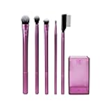 Cruelty Free Enhanced Eye Set, Eyeshadow and Brow Brushes, Purple, 6 Piece Makeup Brush Kit