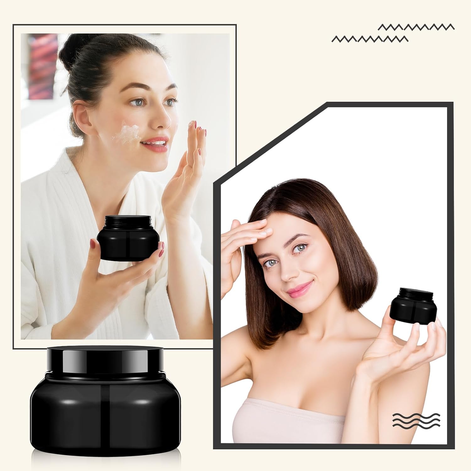 Tessco for you 24 Pack Plastic Jars with Lids Labels Multiuse Slime Containers Empty Body Scrub Jars Round Refillable Cosmetic Body Butter Container for Makeup (8 oz,Black)