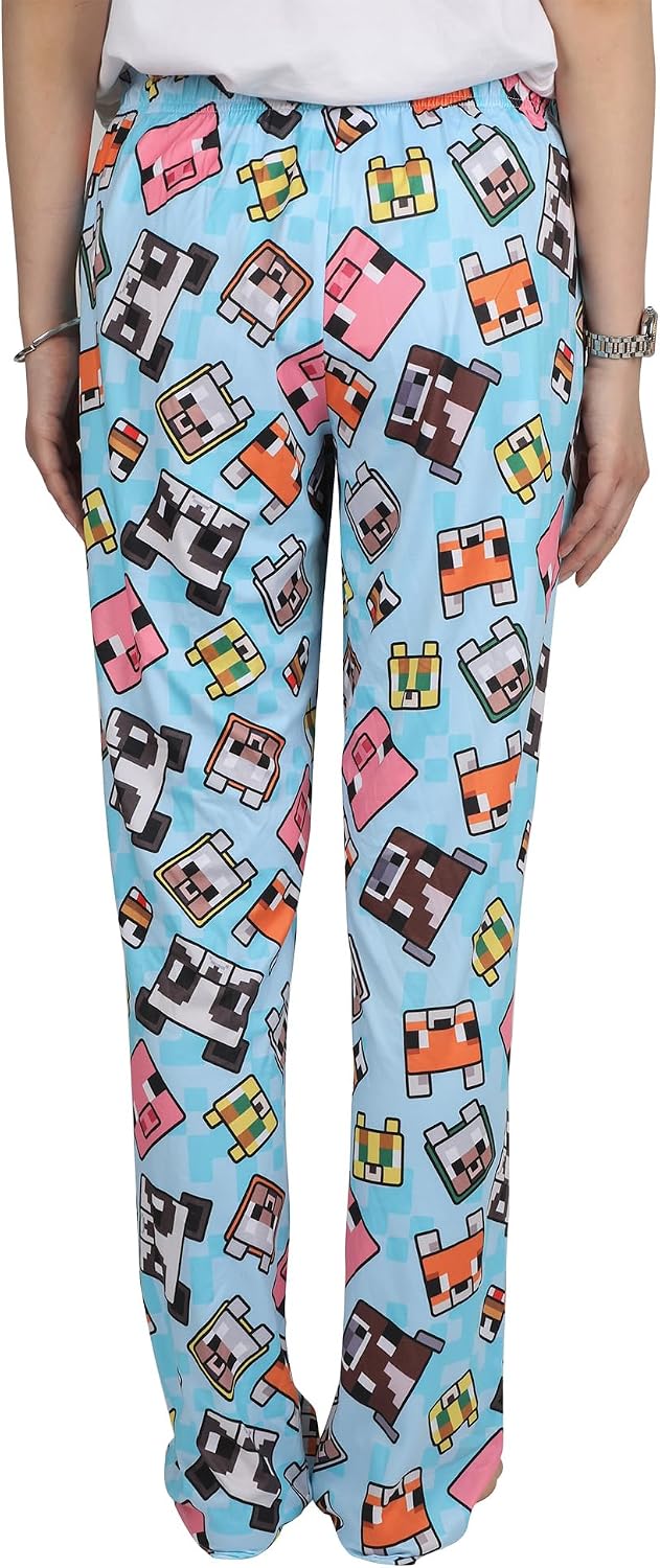 Minecraft Women's Chibi Animal Face Blocks AOP Pajama Lounge PJ Pants image 4
