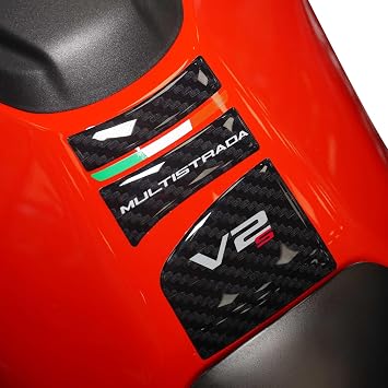 labelbike - 3D Sticker Motorcycle Fuel Tank Pad Protection and Decoration in Resin Compatible with Ducati Multistrada V2 V2S 2025 Color Carbon Red