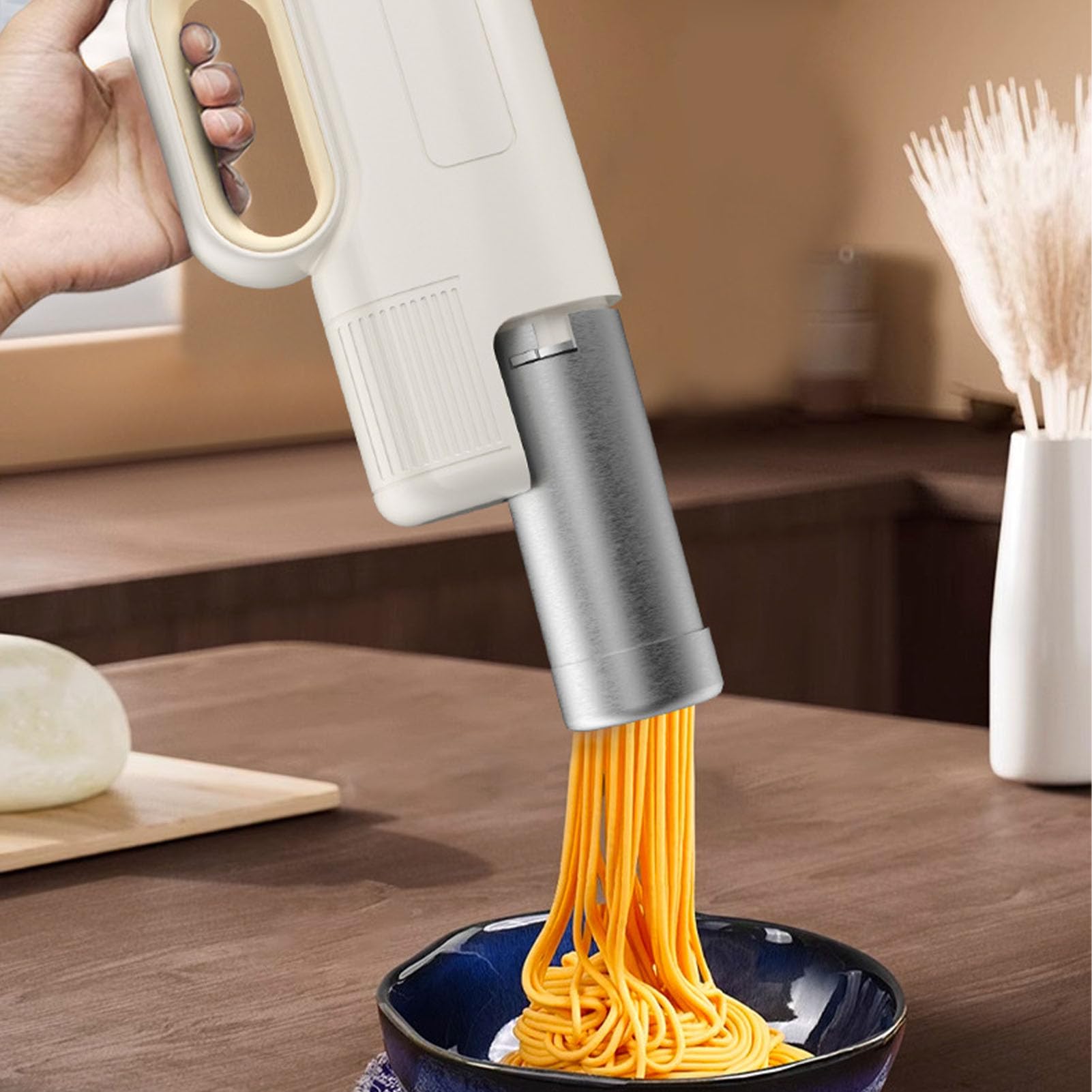 Cryfokt Máquina para Hacer Fideos Eléctrica, Máquina para Hacer Fideos de Mano, Prensado de Masa Eficiente para Familias Ocupadas y Entusiastas de la Pasta, Cocina Doméstica