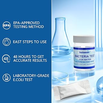 Coliform Bacteria Water Test Kit: 6 Tests Detecting E. coli - Drinking Water, Well, Tap, Pool, Hot Tub, Aquarium
