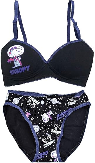 Amazon スヌーピー Snoopy ノンワイヤーブラ ブラジャー ショーツ パンツ ペア スポーツブラ カップ付き インナー 下着 レディース M Sn5n 226 ブラック セット 通販