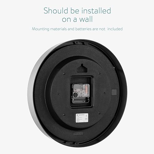 Miniatura 5 de Navaris Reloj de pared de 24 horas, reloj analógico militar de 11.8 pulgadas con movimiento silencioso y manecillas que no hacen tictac, funciona