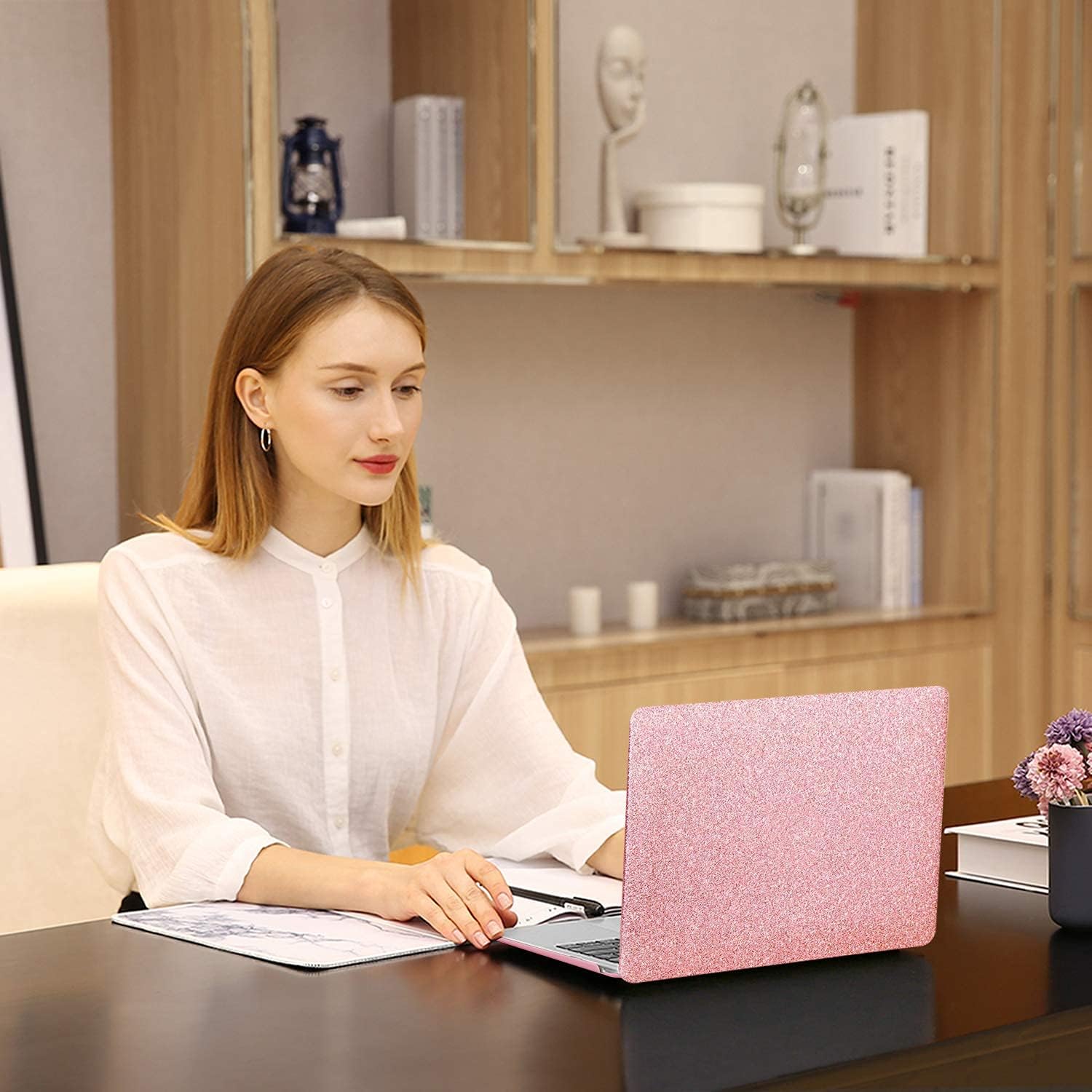 MOSISO Compatible with MacBook Air 13 inch Case 2021 2020 2019 2018 Release A2337 M1 A2179 A1932 Retina Display Touch ID,Plastic Hard Shell&Keyboard Skin&Screen Protector&Storage Bag,Shine Rose Golden