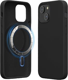 kwmobile Hülle kompatibel mit Apple iPhone 13 mini Hülle - magnetisches Silikon Case kompatibel mit MagSafe - Cover gummiert Schwarz