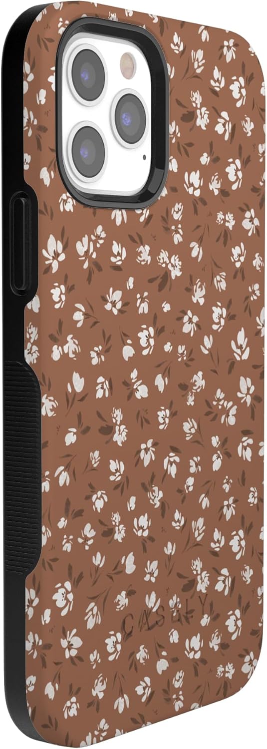 Casely iPhone 12 Pro Max Case | Mocha Meadow | Tiny Flowers | Bold Protective Design | MagSafe Compatible Design