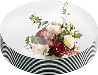 Suwimut 12-Pack 12 Inch Round Glass Mirror Trays for Wedding Centerpieces, Candle Plates, Crafts, Party & Wall Decor