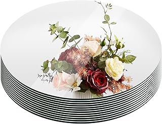 Suwimut Set of 12 Round Mirrors for Centerpieces, 12 Inch Glass Mirrors Candle Plate Circle Mirror Trays Large Glass Mirror Tiles for Table Centerpieces, Wedding, Party Decorations, Crafts, Wall Decor