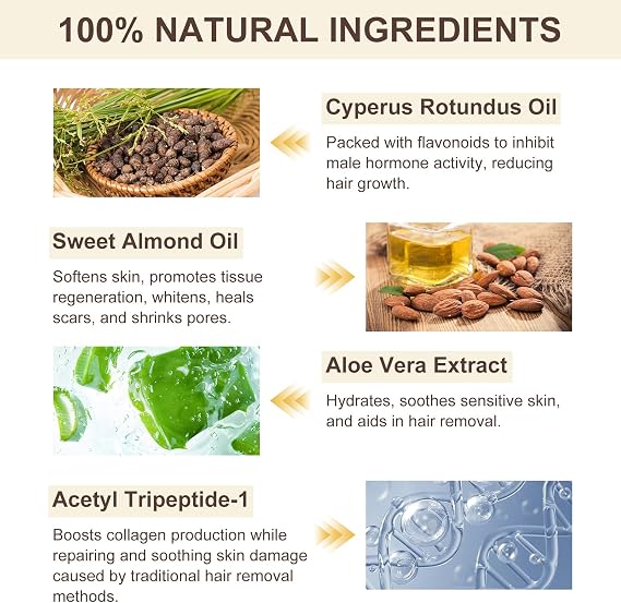 Cyperus Rotundus Oil, Cyperus Rotundus Oil for Hair Removal, Reduce the Appearance of Unwanted Hair, Moisturising & Soothing Skin,Suitable for All Skin Types