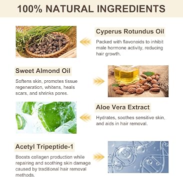 Cyperus Rotundus Oil, Cyperus Rotundus Oil for Hair Removal, Reduce the Appearance of Unwanted Hair, Moisturising & Soothing Skin,Suitable for All Skin Types