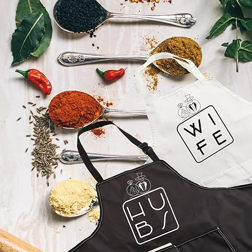 Miniatura 6 de MBMSO Juego de delantales para marido y esposa, delantal para esposa, regalo de boda para parejas, para él y ella, delantales de cocina, regalo de