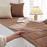 BESTORI Bay Window Mat Soft Non-Slip Window Sill Cushion Pad Indoor Couch Cover for Pets Dust-Proof Bedside Carpet for Bench, Living Room, Khaki, 24 x 71 Inches