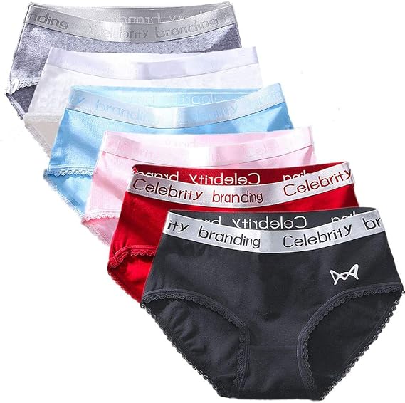 Amazon Co Jp 6枚 シームレス女性ショーツ ゴム レディースパンティ 通気性 綿 女性の下着 レディースショーツ 猫図案プリント 可愛い ファッション