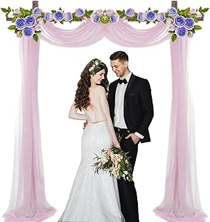 7 m Cenefa de Boda Cortinas, Panel Cortina para Arco, decoración Tul, Adecuado para Fiestas, escenarios, Ceremonias de Arco de Boda (Rosa Claro)