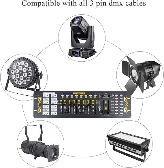 DMX Controllers Lighting, DJ Light Controller for Live House, DMX Controller 512 for Stage Light, 192CH DMX Lighting Controller for Family Party.
