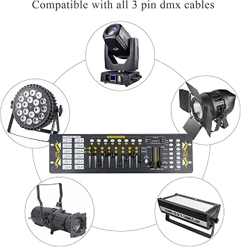 DMX Controllers Lighting, DJ Light Controller for Live House, DMX Controller 512 for Stage Light, 192CH DMX Lighting Controller for Family Party.