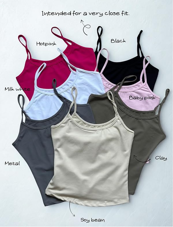 CHANGEZOE Women's Fitted Spaghetti Strap Scoop Neck Cami Tank Top, Milk, S by CHANGEZOE - Used condition - Image 8