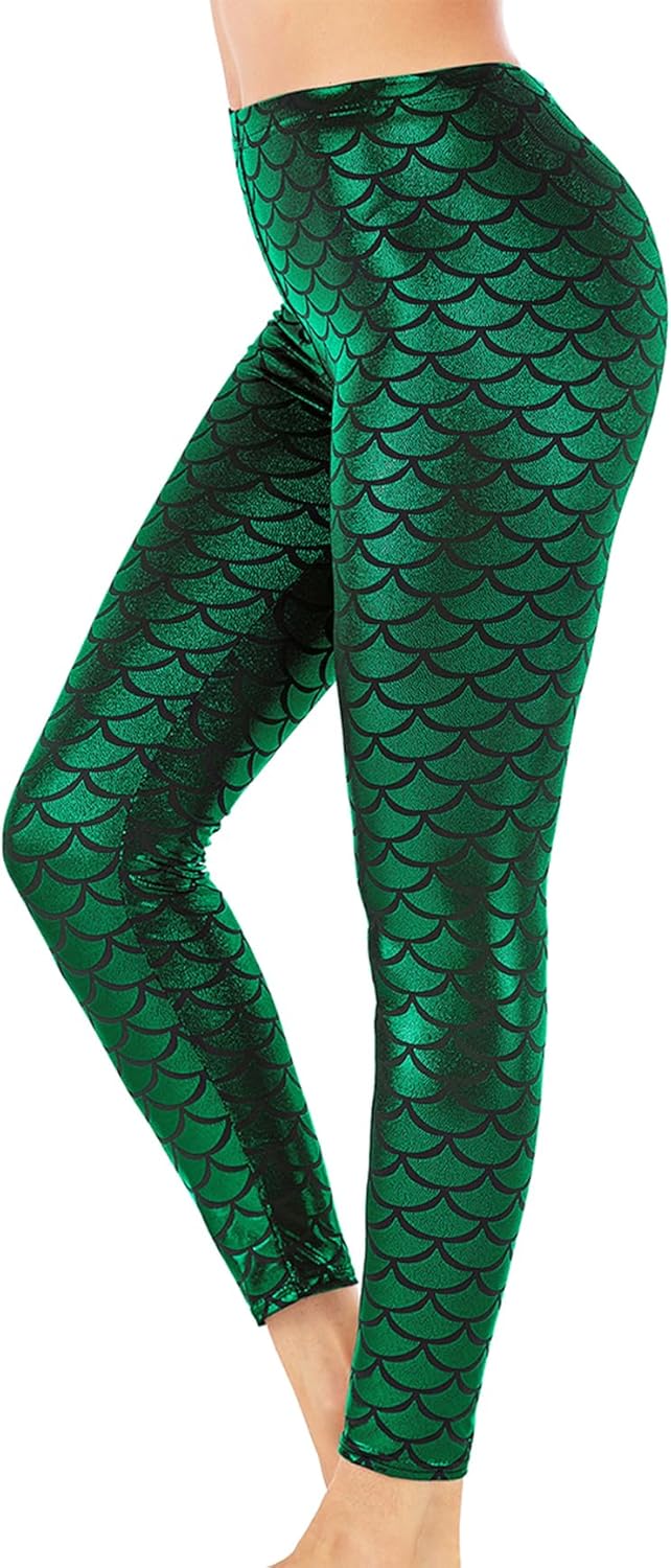 Alaroo Halloween Shiny Fish Scale Mermaid Leggings for Women Pants S-4XL - Image 4