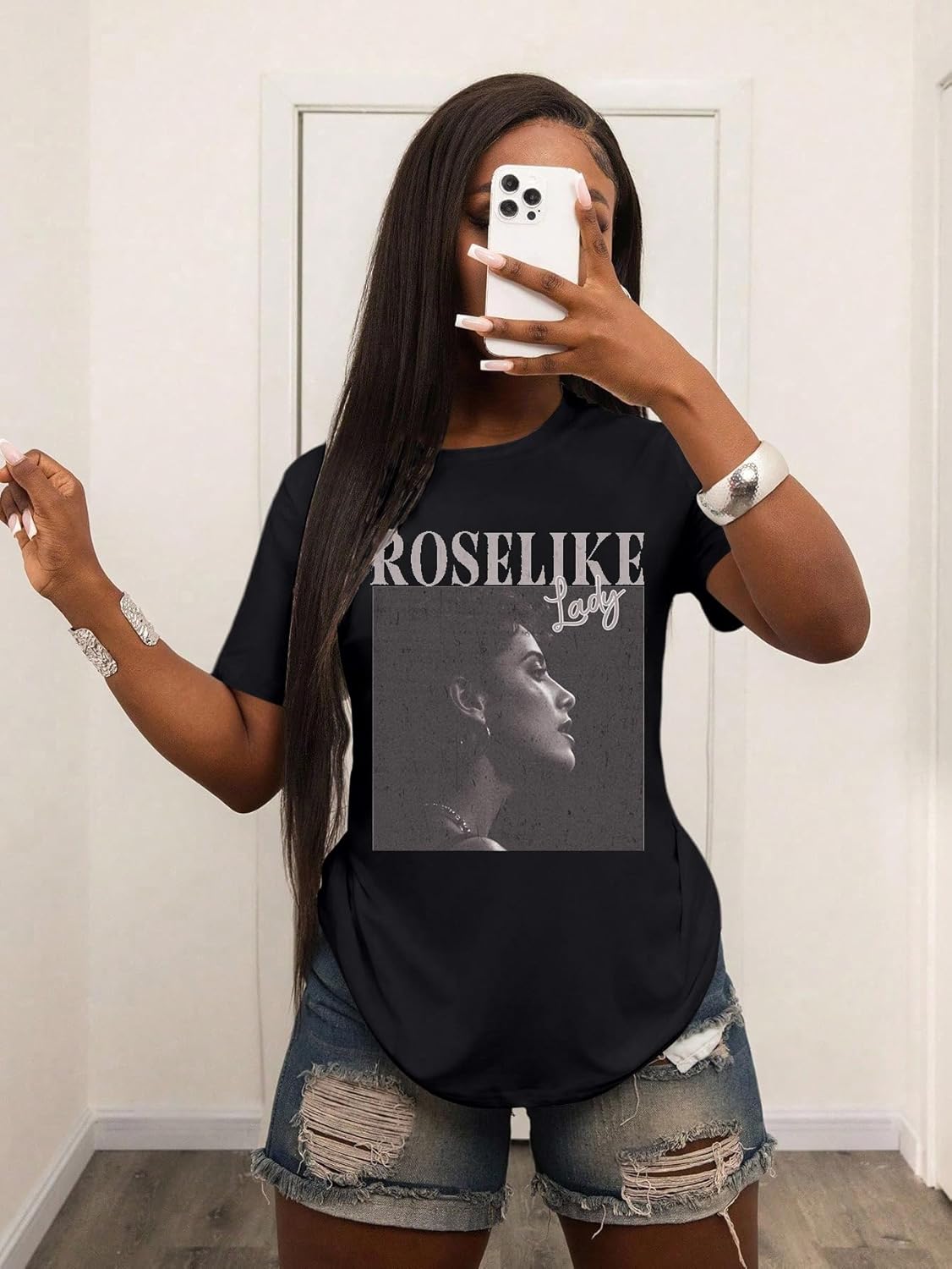 SOLY HUX Women's Graphic Tees Letter Print Short Sleeve Drop Shoulder Casual T Shirt Tops - Image 3