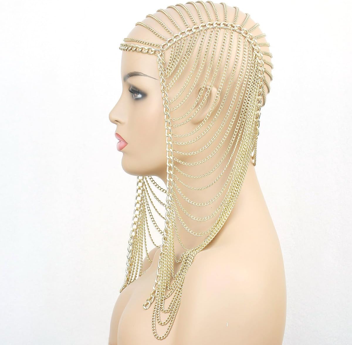 Layered Gold Chain Jewelry for Women Goddess Headpiece Carnival Dance Hair Accessories