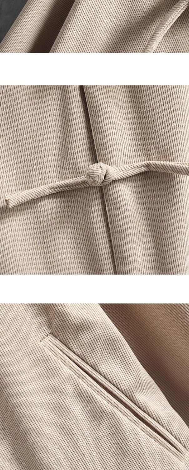 Retro Men's Corduroy Tang Suit Shirt with Chinese Turn-Down Collar
